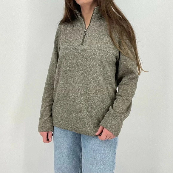 oversized chunky knit quarter zip pullover sweater in heather dusty brown size M - Picture 1 of 9